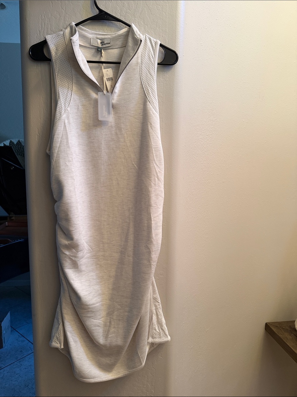 Daily Pracrice -Anthropologie Sleeveless Zip-Front Light Grey MIDI Dress